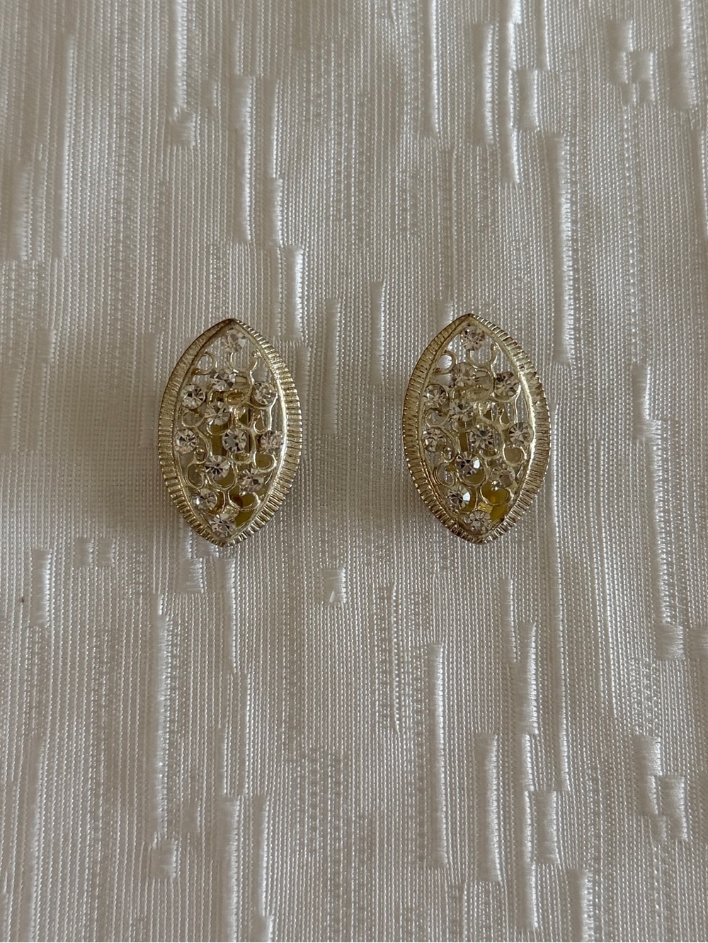 Silver Marquise Crystal Filigree Earrings